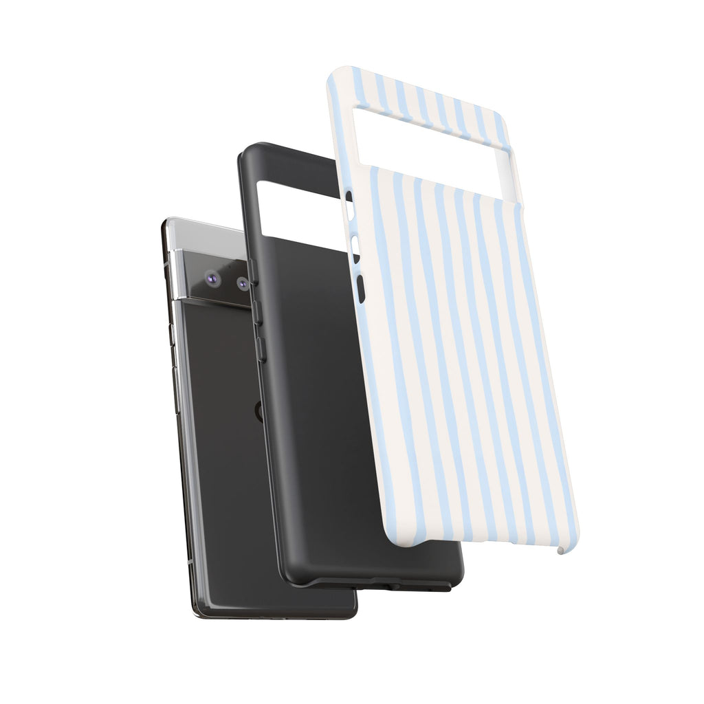 Baby Blue Stripe Phone Case — Soft Wavy Lines Cream Aesthetic