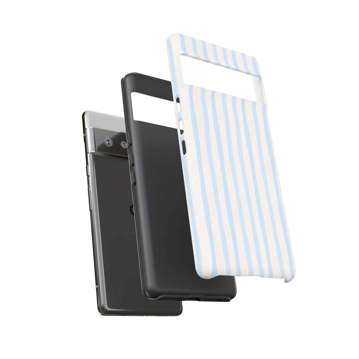 Baby Blue Stripe Phone Case — Soft Wavy Lines Cream Aesthetic