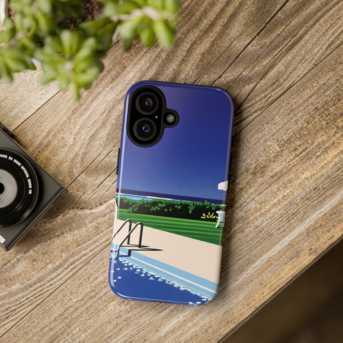 Poolside Phone Case — Bold Blue Summer Art Illustration