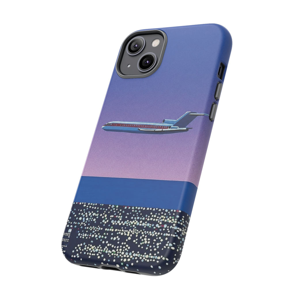 Retro Airplane Phone Case — Purple Night City Vintage Art