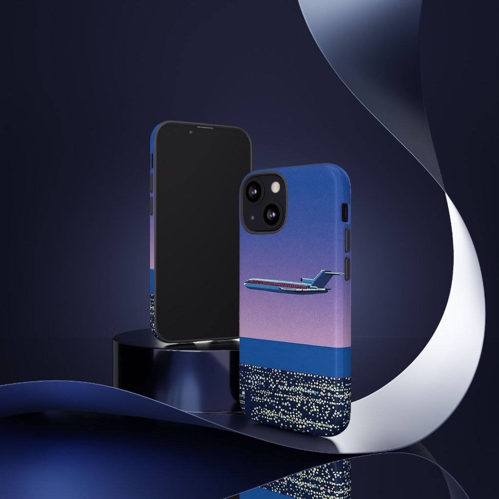 Retro Airplane Phone Case — Purple Night City Vintage Art