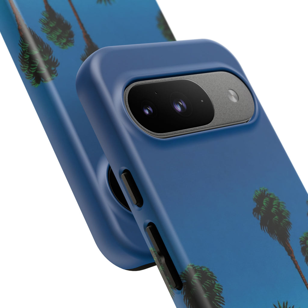 Beach House Phone Case — Pastel Palm Trees Cobalt Blue Sky