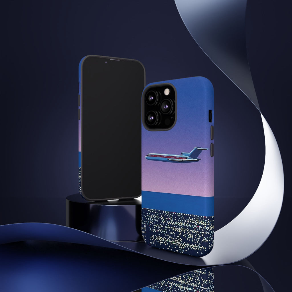 Retro Airplane Phone Case — Purple Night City Vintage Art
