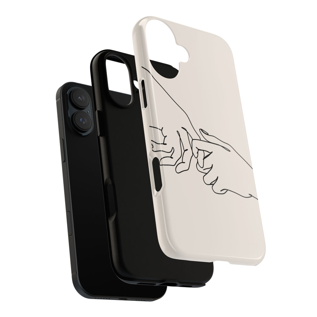 Holding Hands Phone Case — Minimalist Line Art Cream Romantic