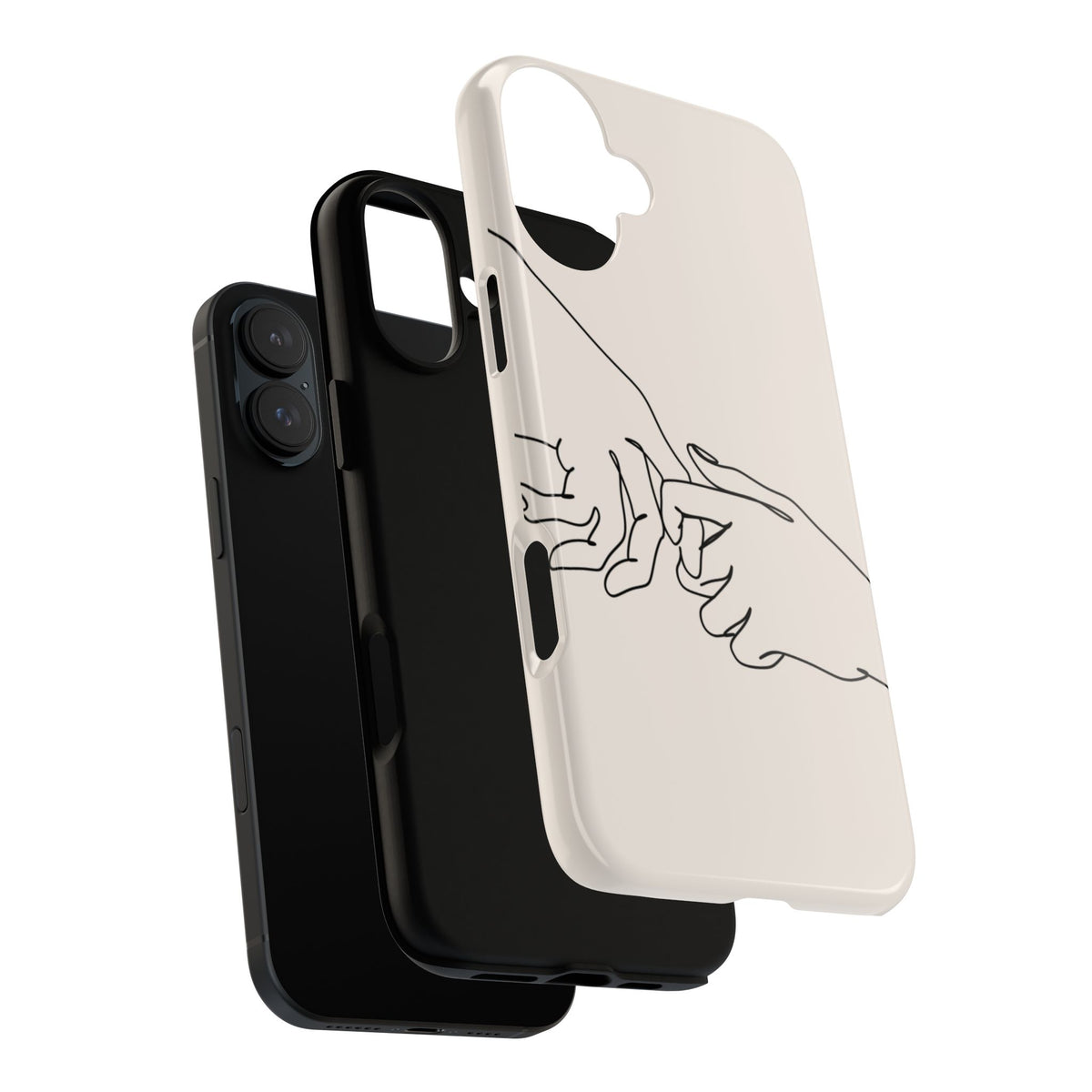 Holding Hands Phone Case — Minimalist Line Art Cream Romantic