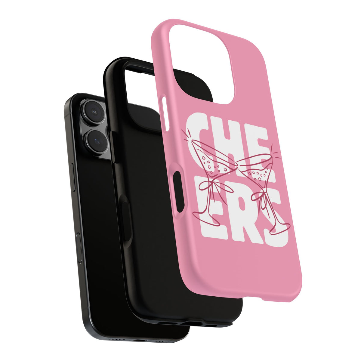 Cheers Phone Case — Pink Martini Glasses Bold Bubblegum