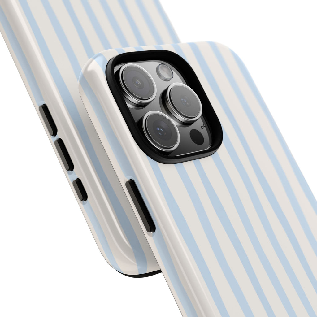Baby Blue Stripe Phone Case — Soft Wavy Lines Cream Aesthetic