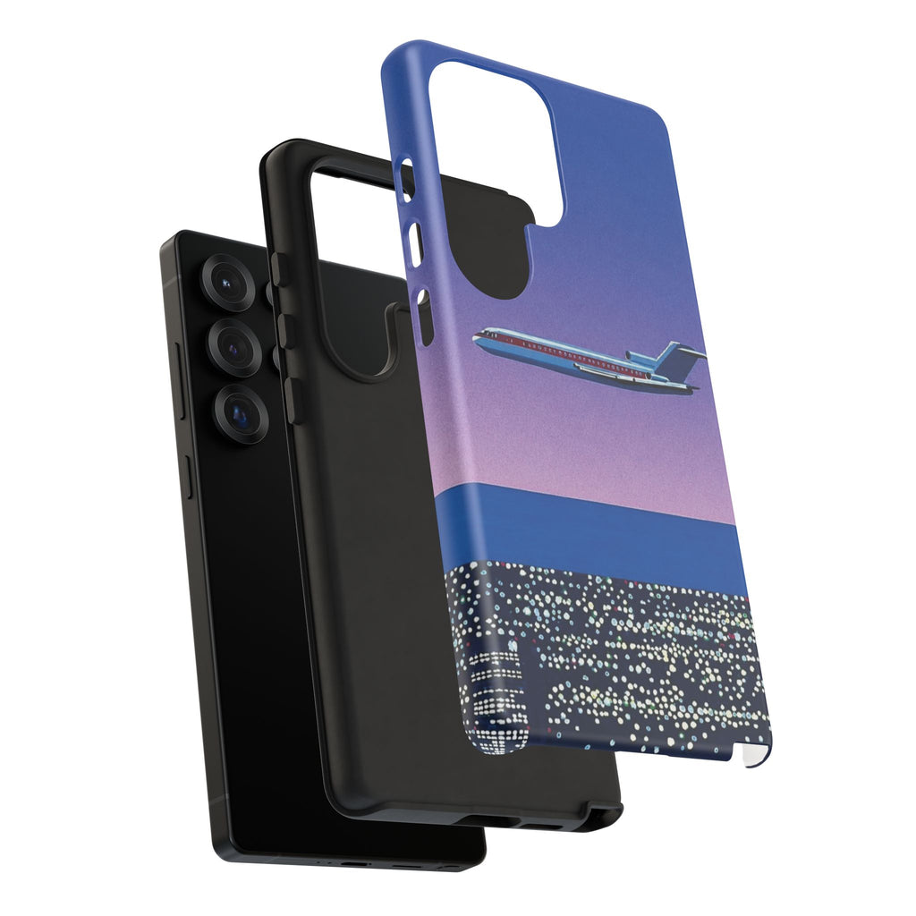 Retro Airplane Phone Case — Purple Night City Vintage Art