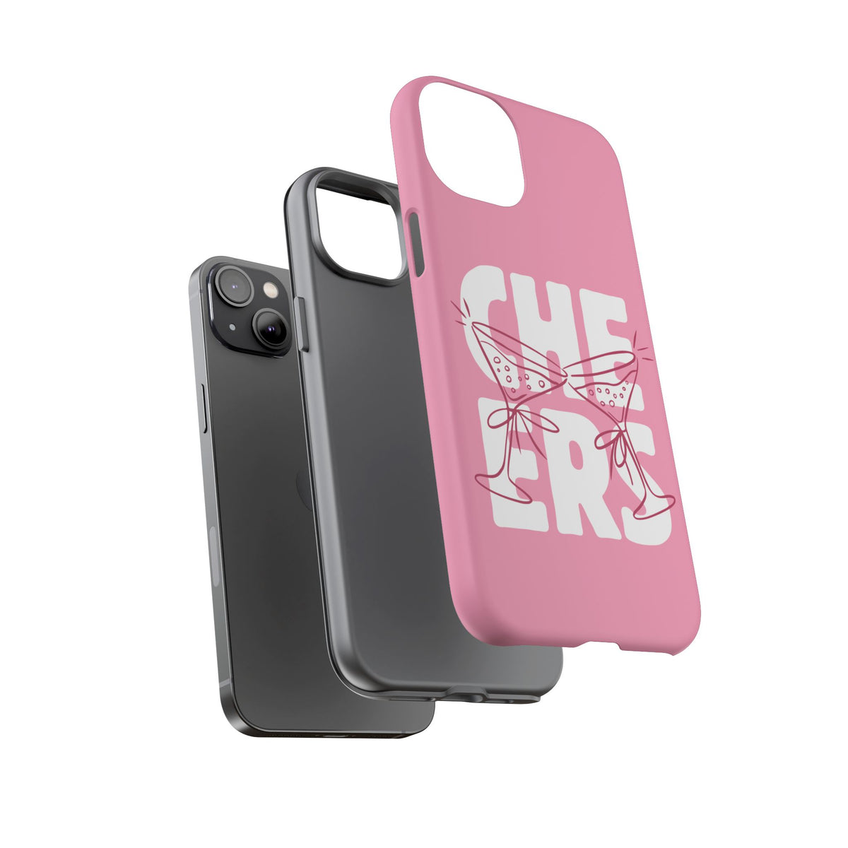Cheers Phone Case — Pink Martini Glasses Bold Bubblegum
