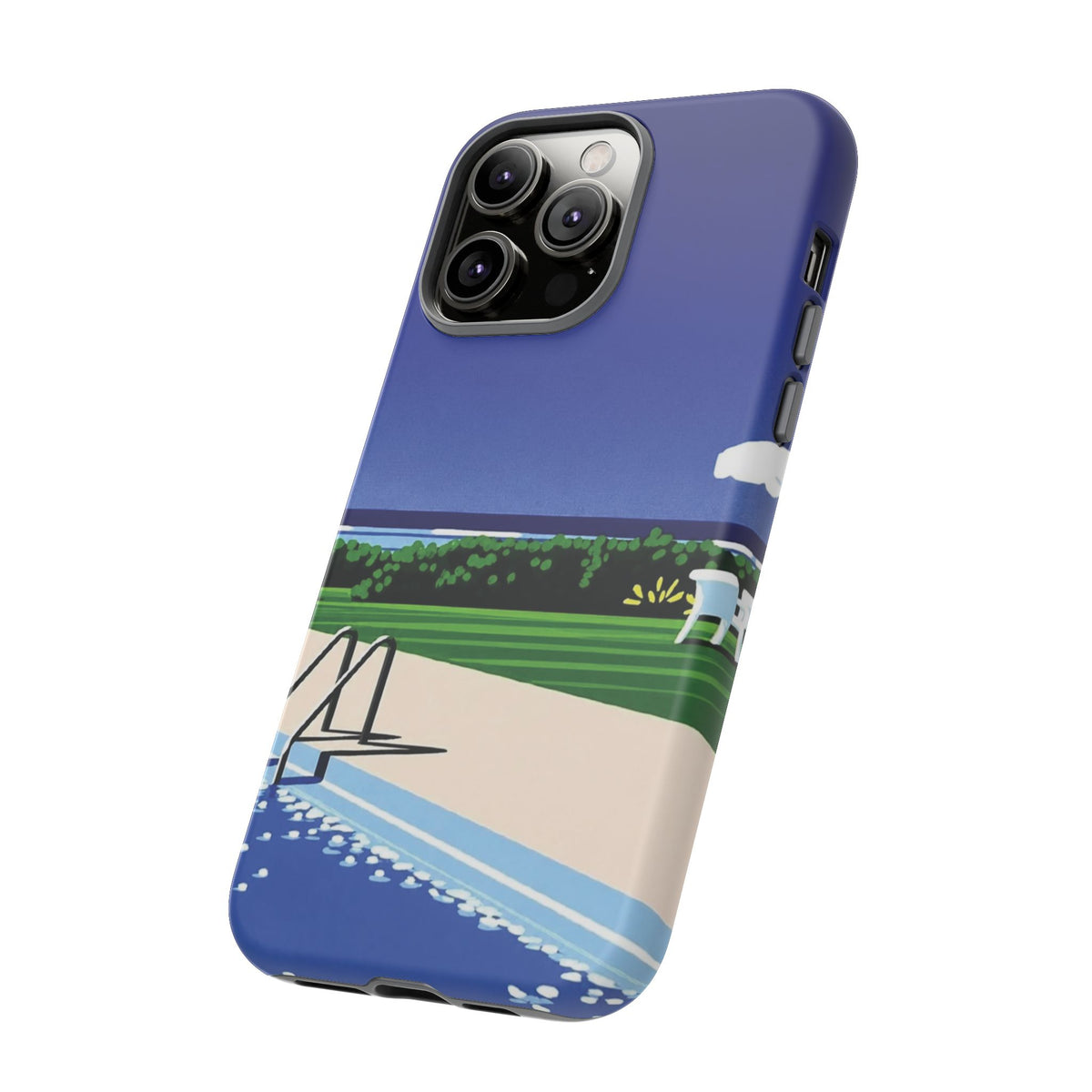 Poolside Phone Case — Bold Blue Summer Art Illustration