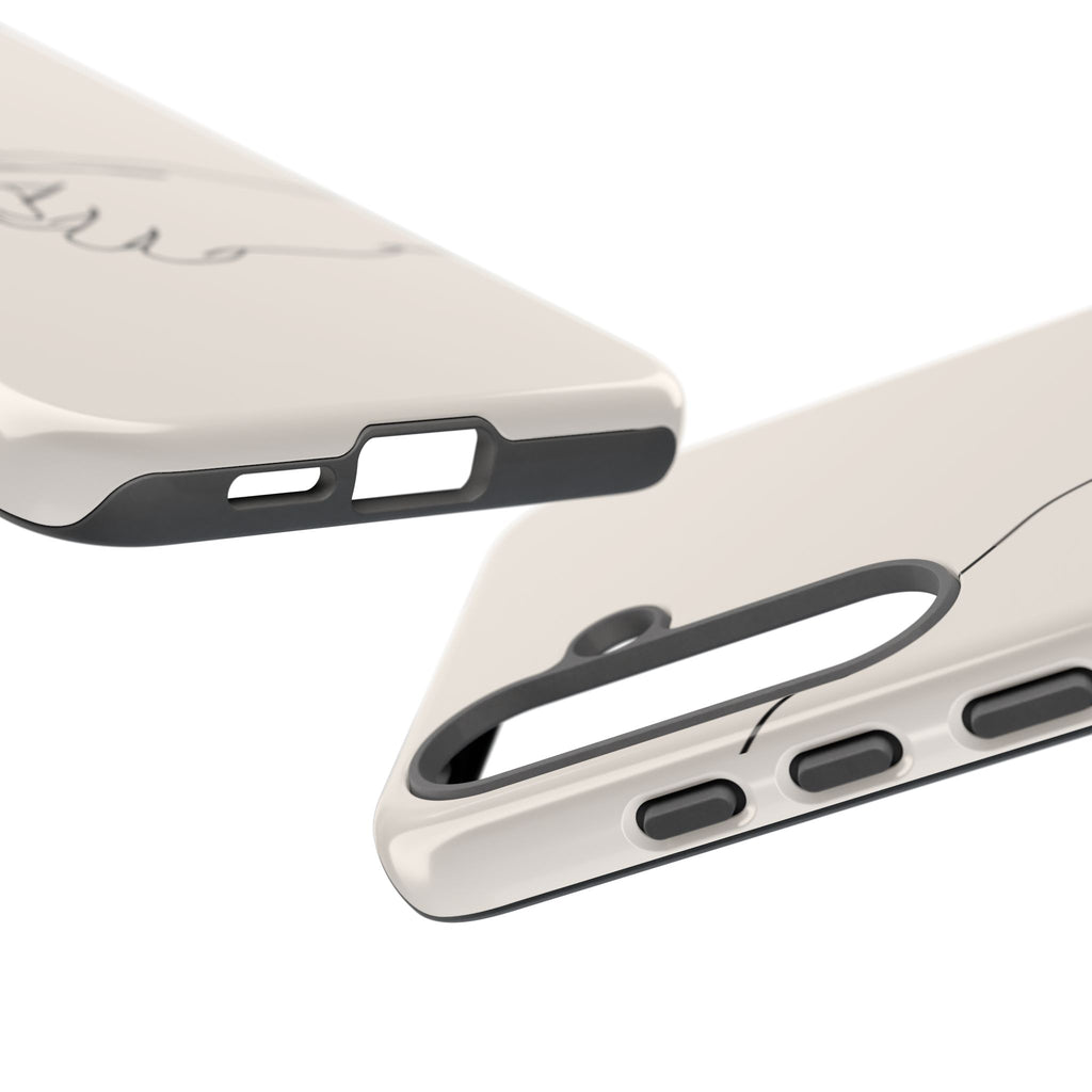 Holding Hands Phone Case — Minimalist Line Art Cream Romantic