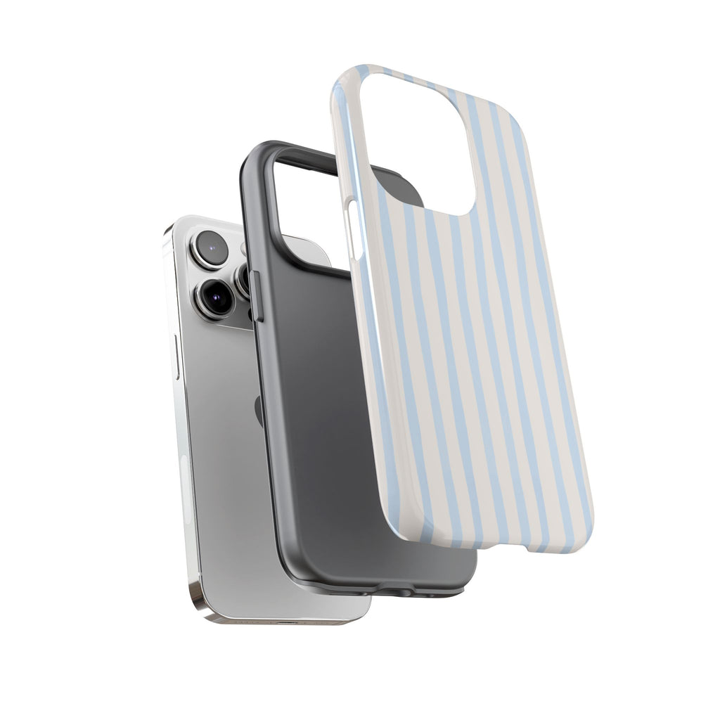 Baby Blue Stripe Phone Case — Soft Wavy Lines Cream Aesthetic