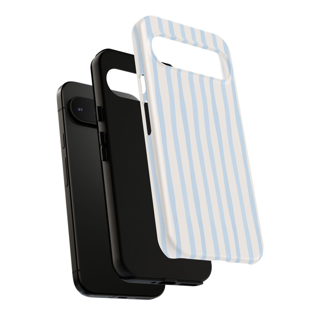Baby Blue Stripe Phone Case — Soft Wavy Lines Cream Aesthetic