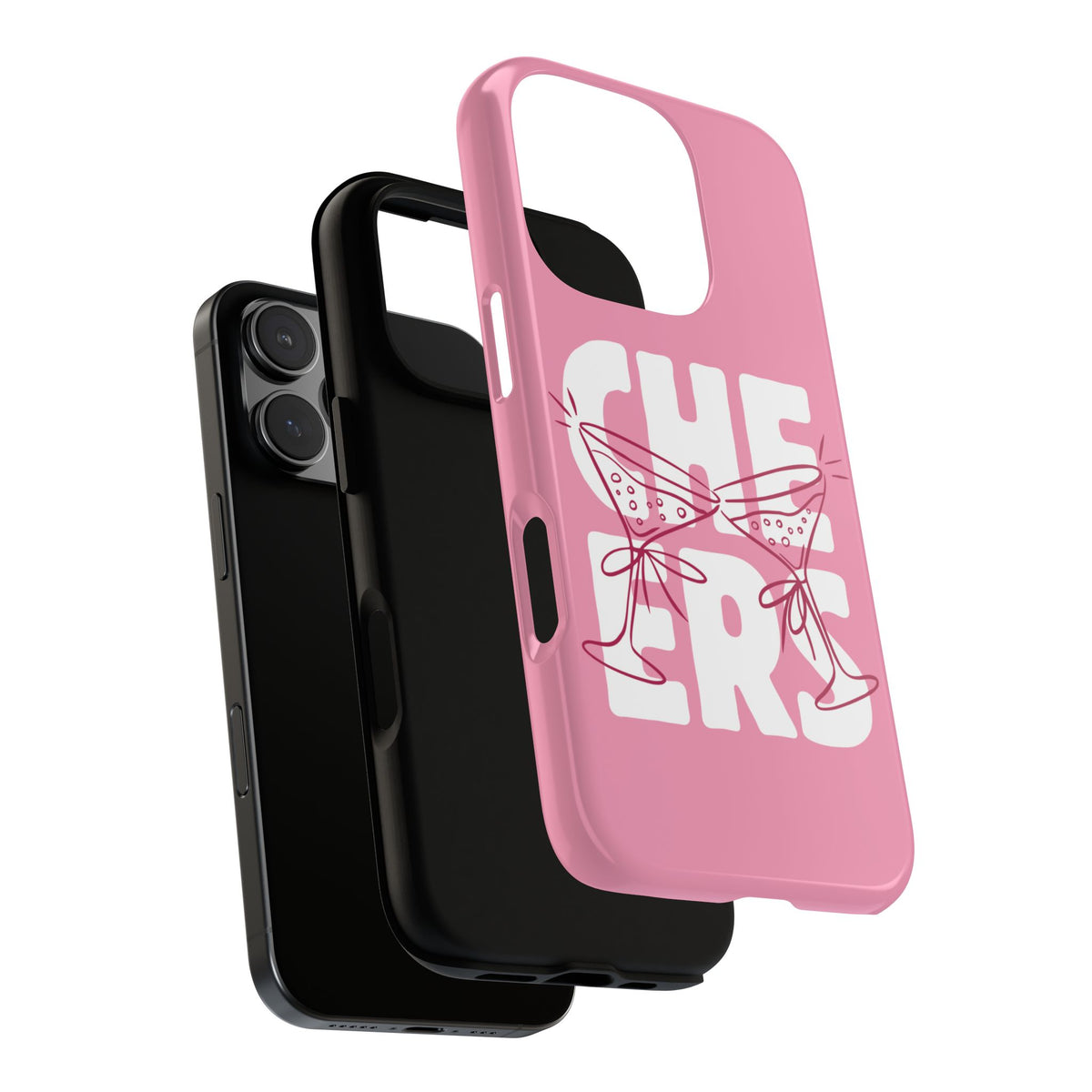 Cheers Phone Case — Pink Martini Glasses Bold Bubblegum