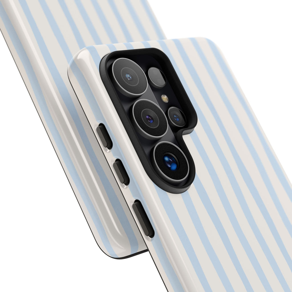 Baby Blue Stripe Phone Case — Soft Wavy Lines Cream Aesthetic