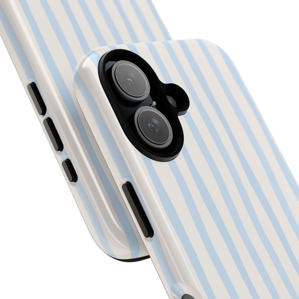 Baby Blue Stripe Phone Case — Soft Wavy Lines Cream Aesthetic