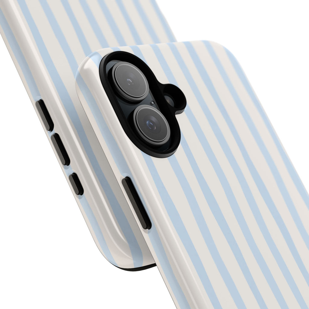 Baby Blue Stripe Phone Case — Soft Wavy Lines Cream Aesthetic