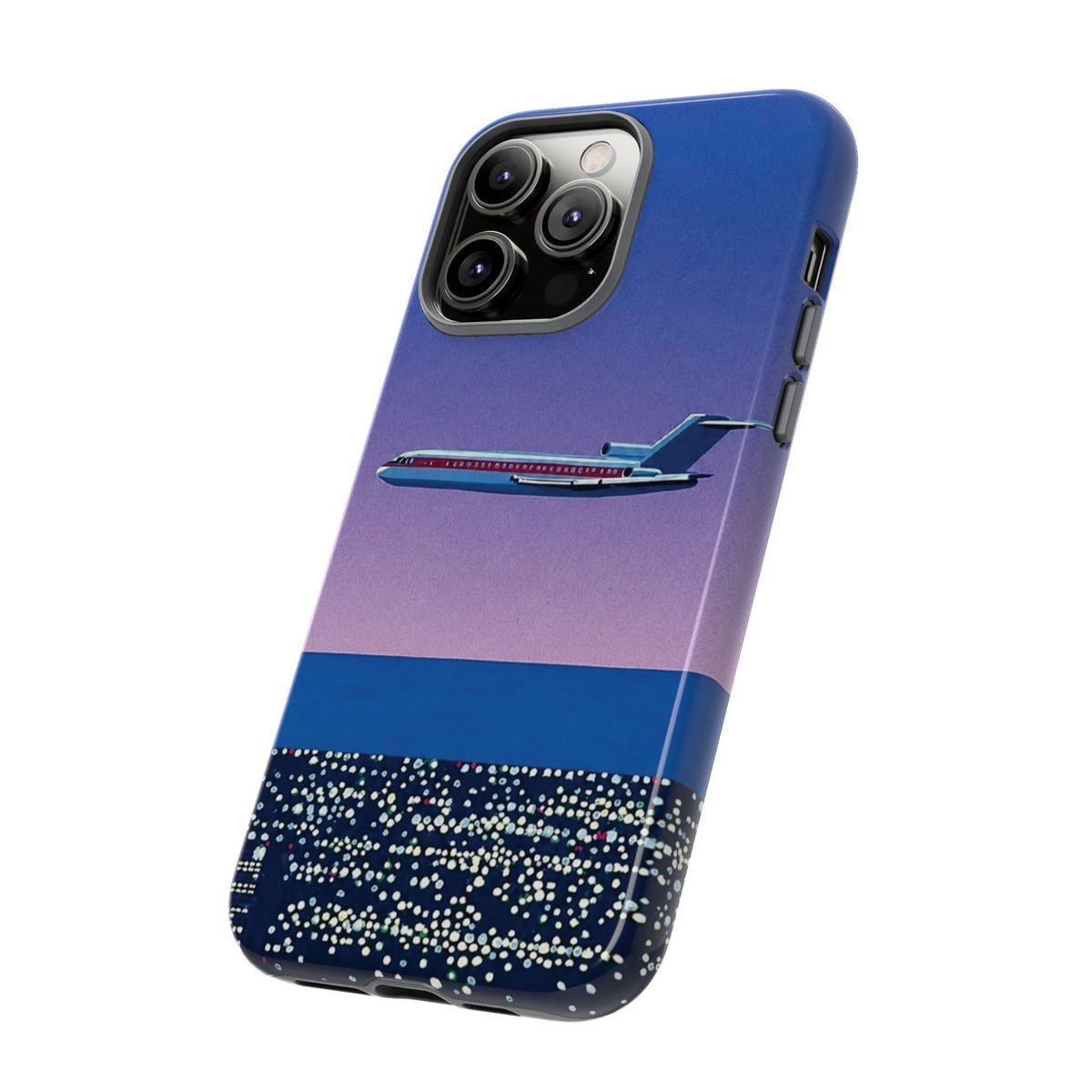 Retro Airplane Phone Case — Purple Night City Vintage Art