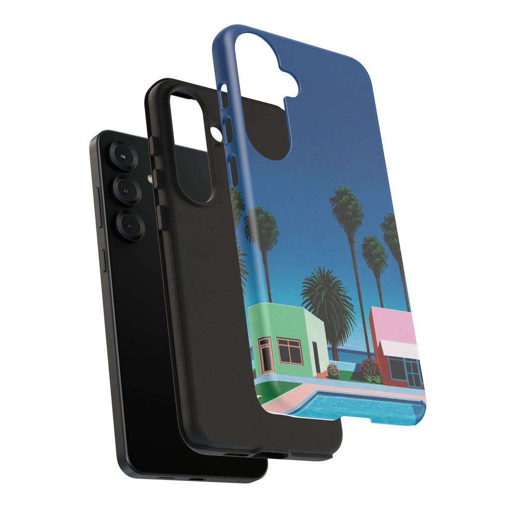 Beach House Phone Case — Pastel Palm Trees Cobalt Blue Sky