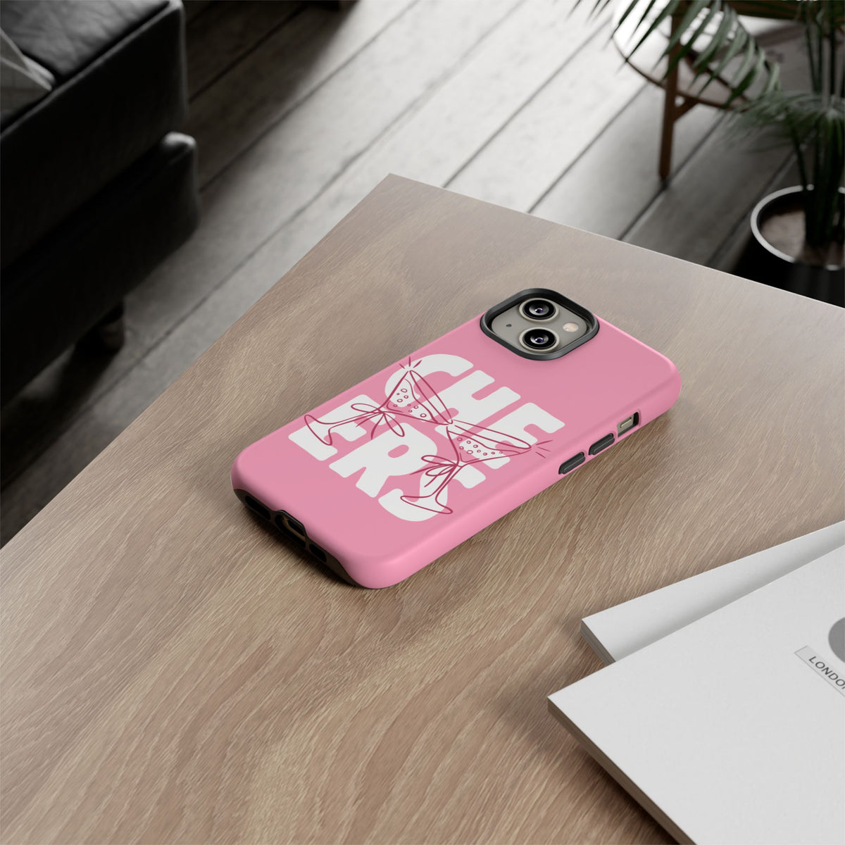 Cheers Phone Case — Pink Martini Glasses Bold Bubblegum