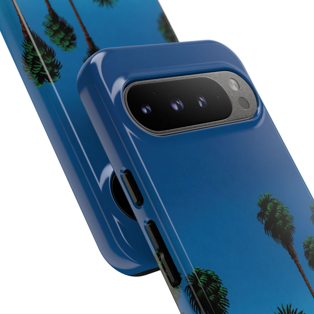 Beach House Phone Case — Pastel Palm Trees Cobalt Blue Sky