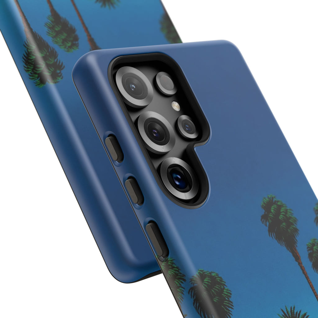 Beach House Phone Case — Pastel Palm Trees Cobalt Blue Sky