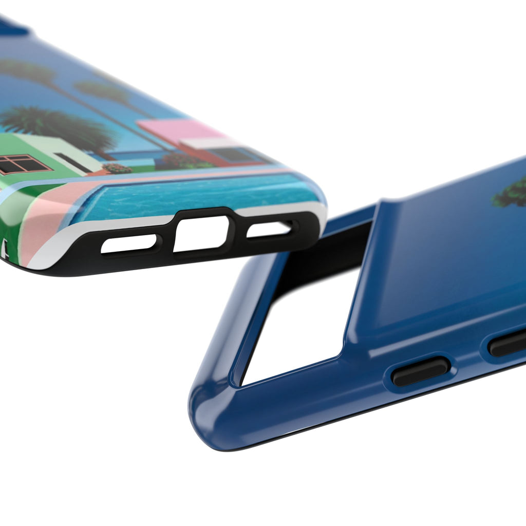 Beach House Phone Case — Pastel Palm Trees Cobalt Blue Sky