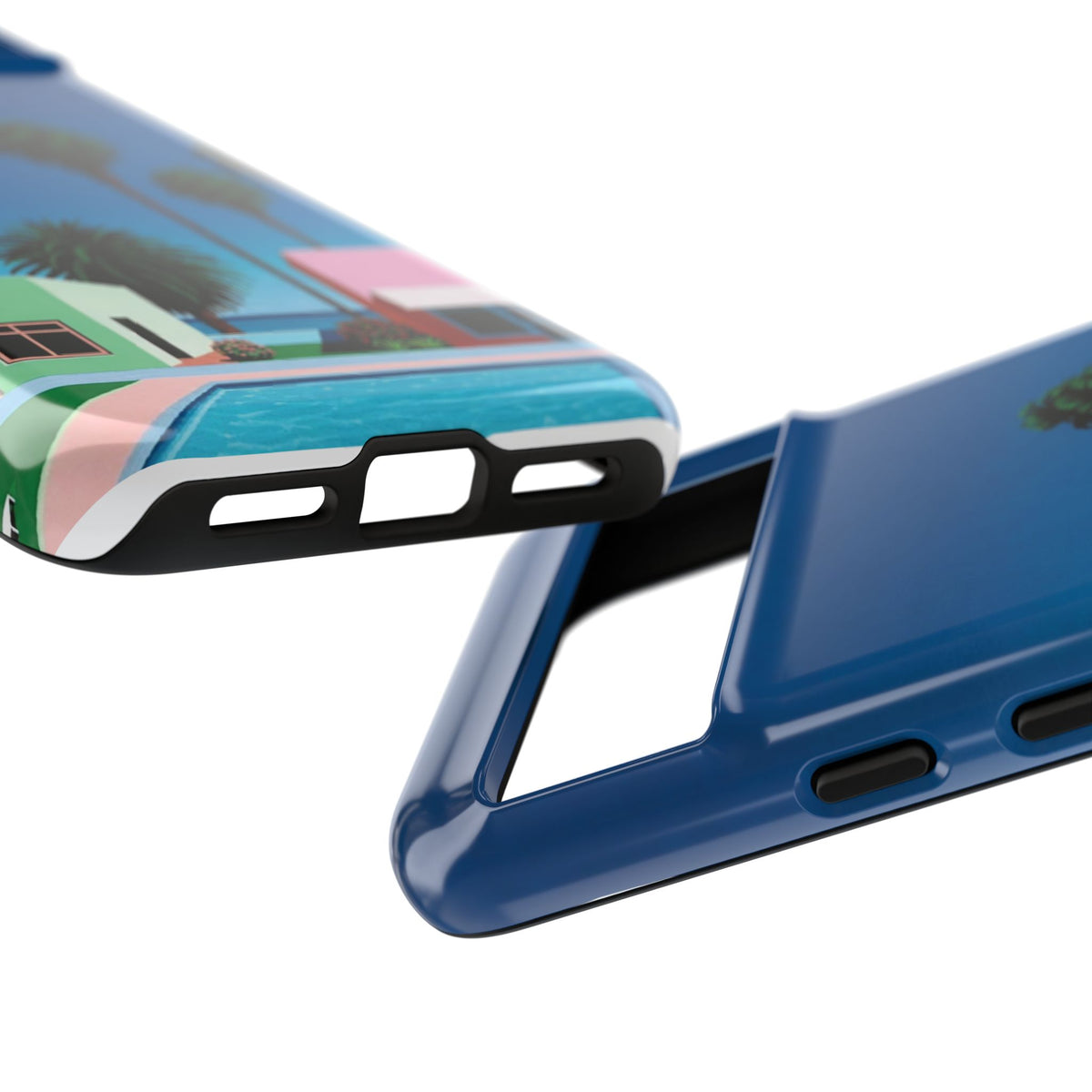 Beach House Phone Case — Pastel Palm Trees Cobalt Blue Sky