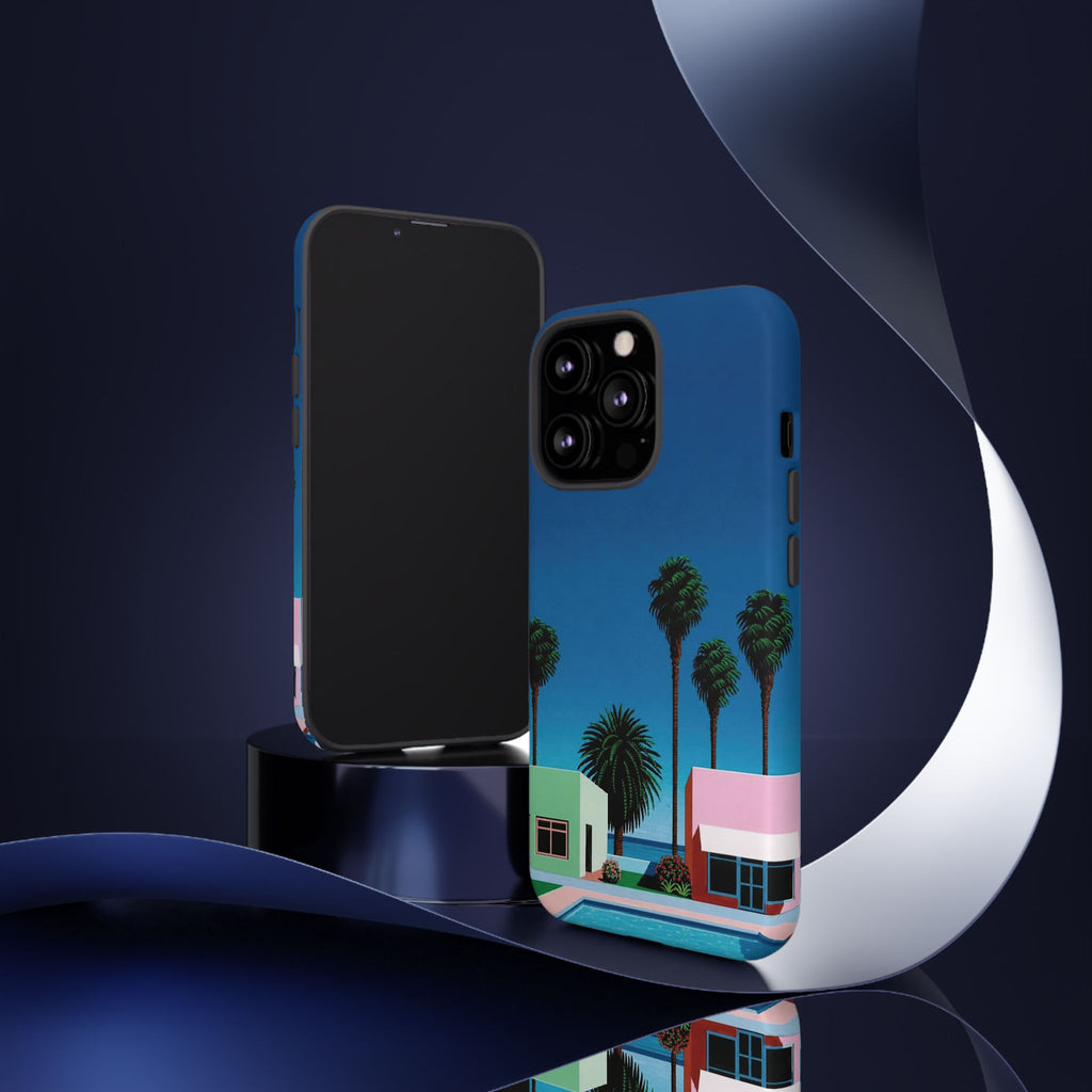 Beach House Phone Case — Pastel Palm Trees Cobalt Blue Sky