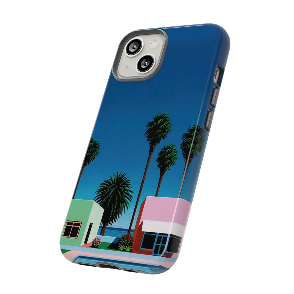 Beach House Phone Case — Pastel Palm Trees Cobalt Blue Sky