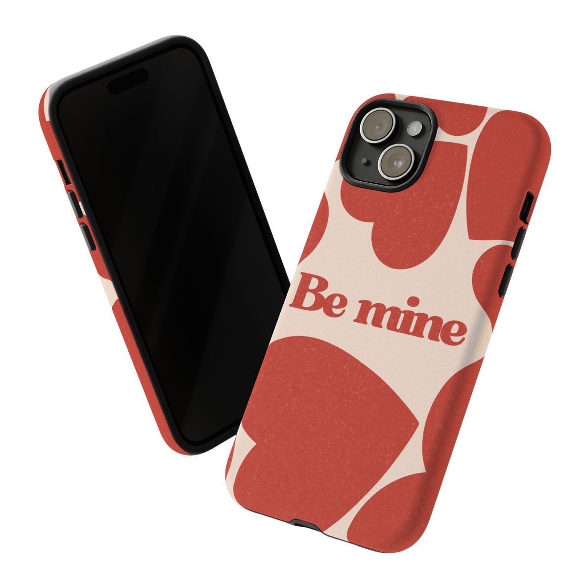 Be Mine Phone Case — Retro Hearts Terracotta Cream Romantic