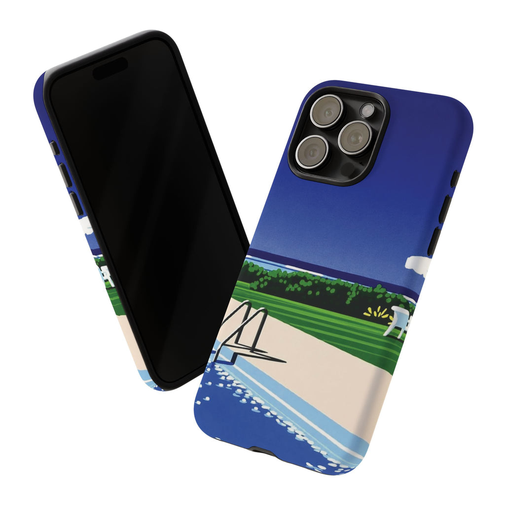 Poolside Phone Case — Bold Blue Summer Art Illustration