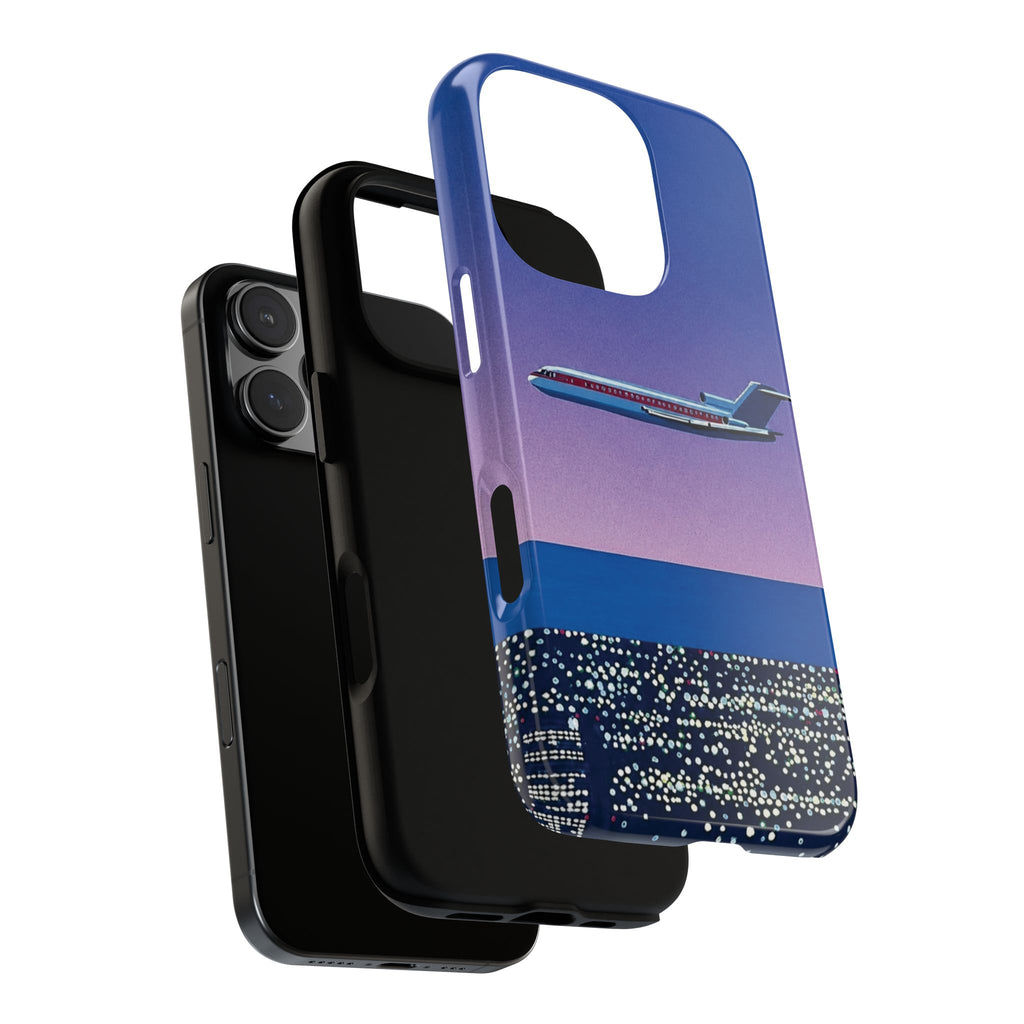 Retro Airplane Phone Case — Purple Night City Vintage Art