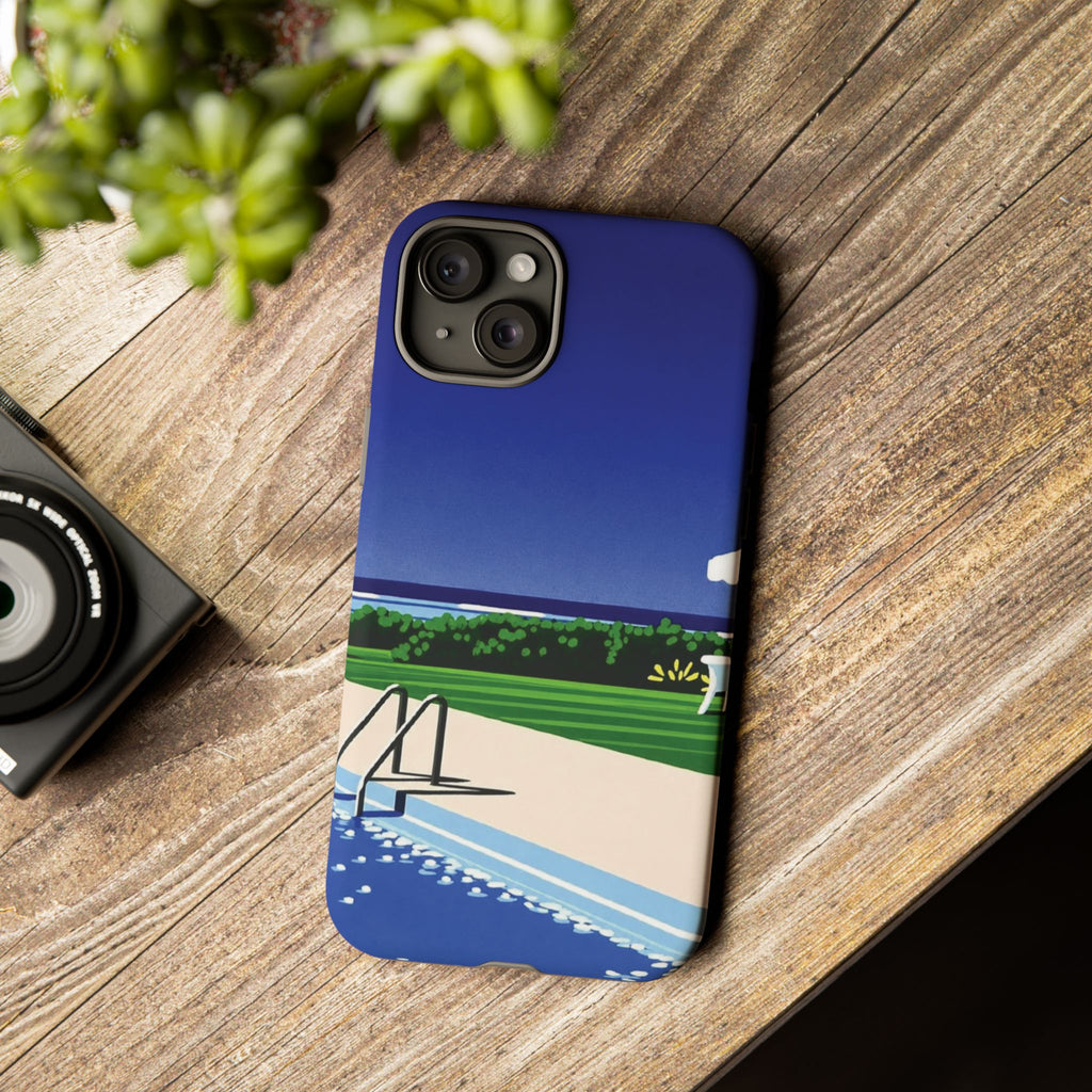 Poolside Phone Case — Bold Blue Summer Art Illustration