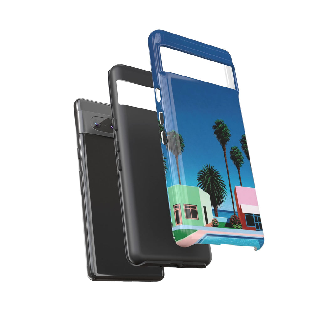 Beach House Phone Case — Pastel Palm Trees Cobalt Blue Sky