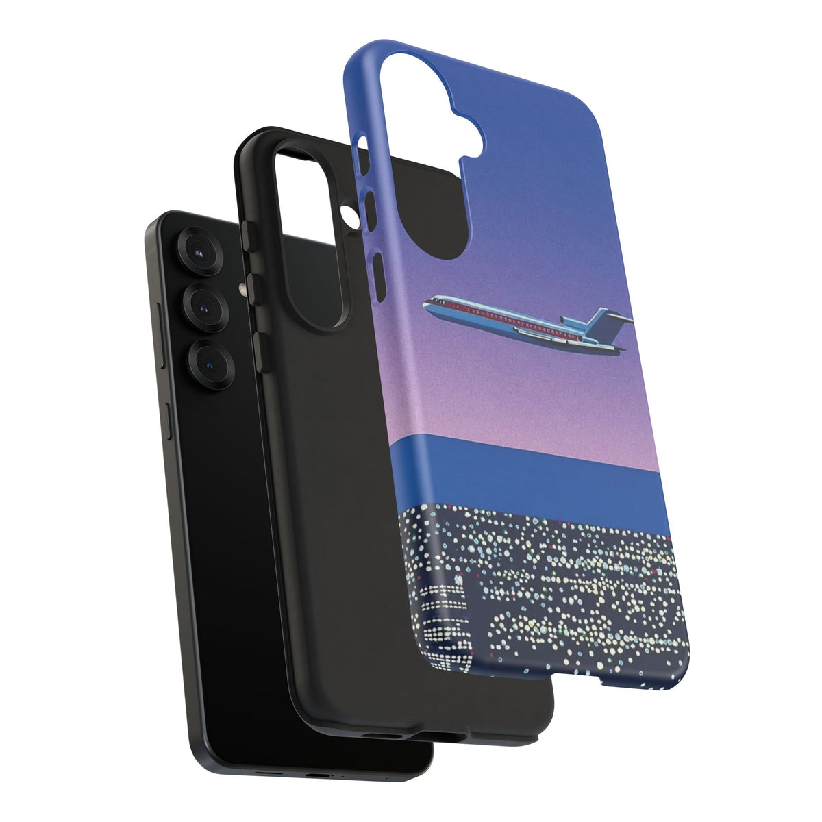 Retro Airplane Phone Case — Purple Night City Vintage Art