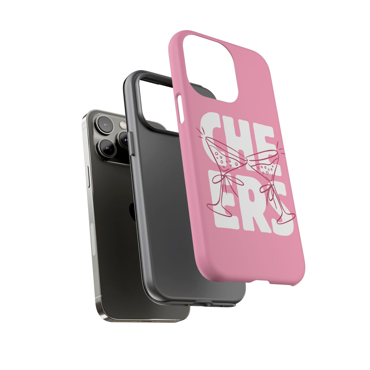 Cheers Phone Case — Pink Martini Glasses Bold Bubblegum