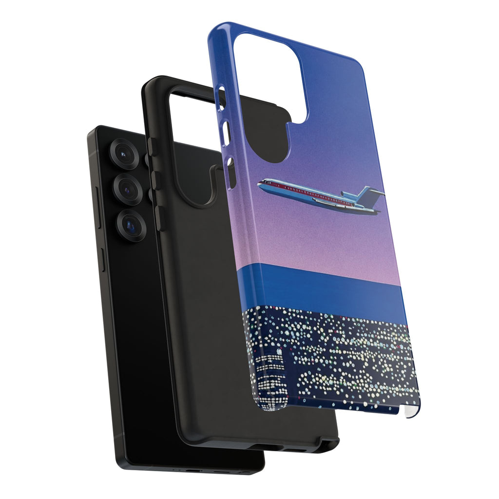 Retro Airplane Phone Case — Purple Night City Vintage Art
