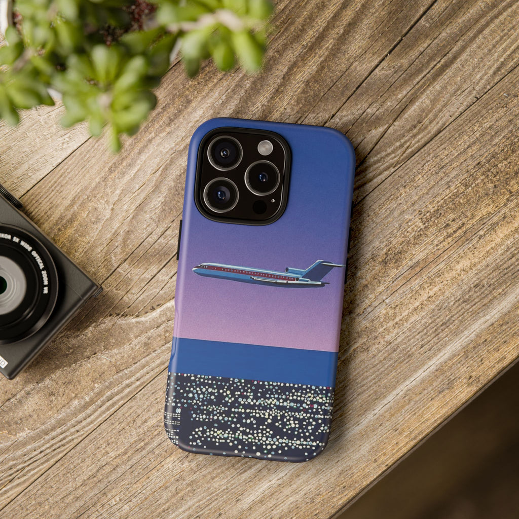 Retro Airplane Phone Case — Purple Night City Vintage Art