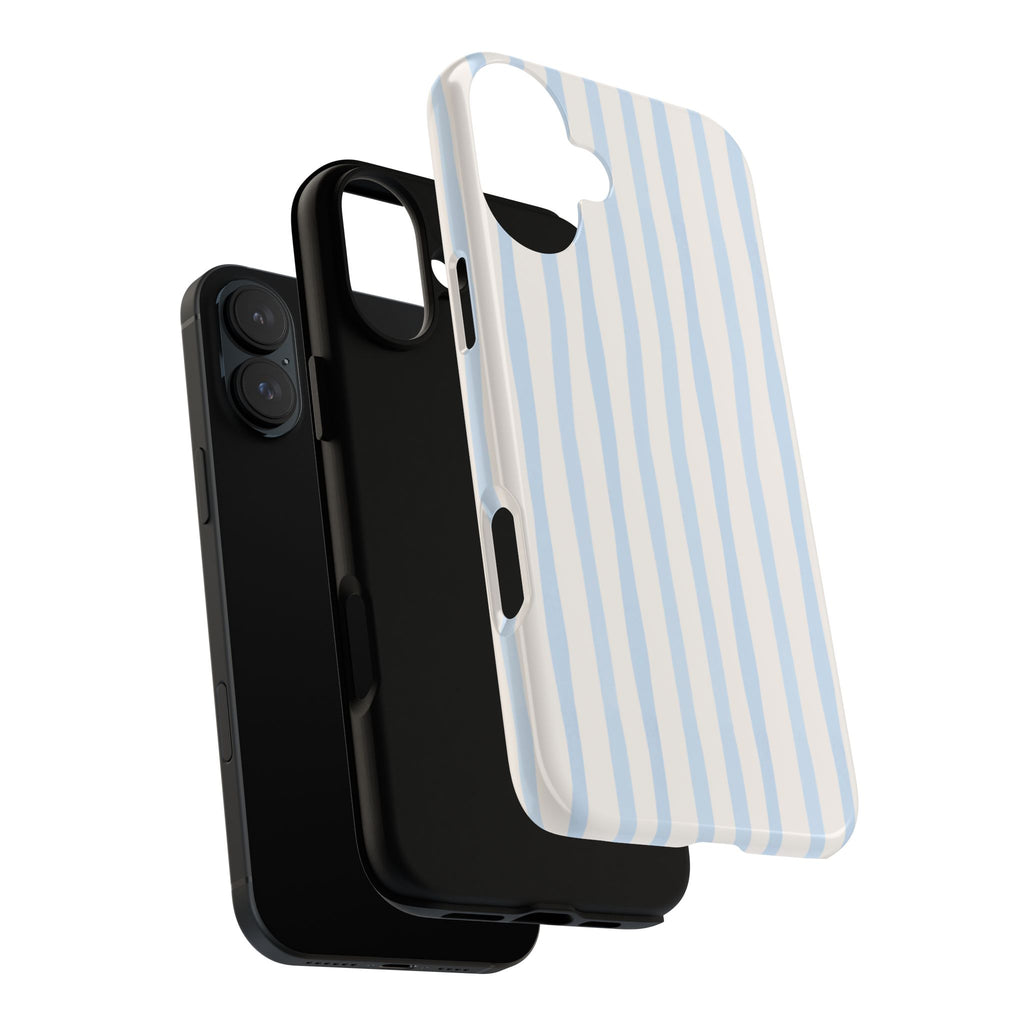Baby Blue Stripe Phone Case — Soft Wavy Lines Cream Aesthetic