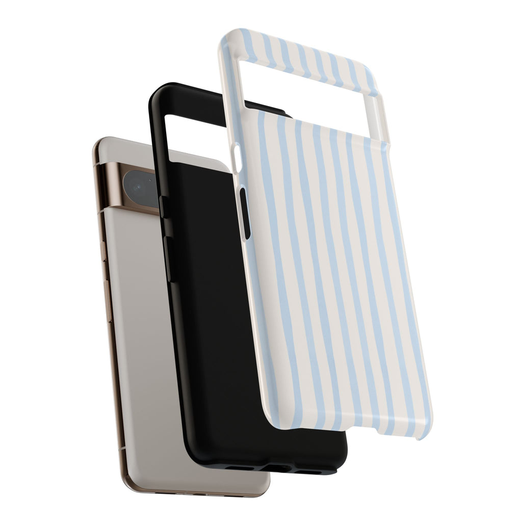 Baby Blue Stripe Phone Case — Soft Wavy Lines Cream Aesthetic