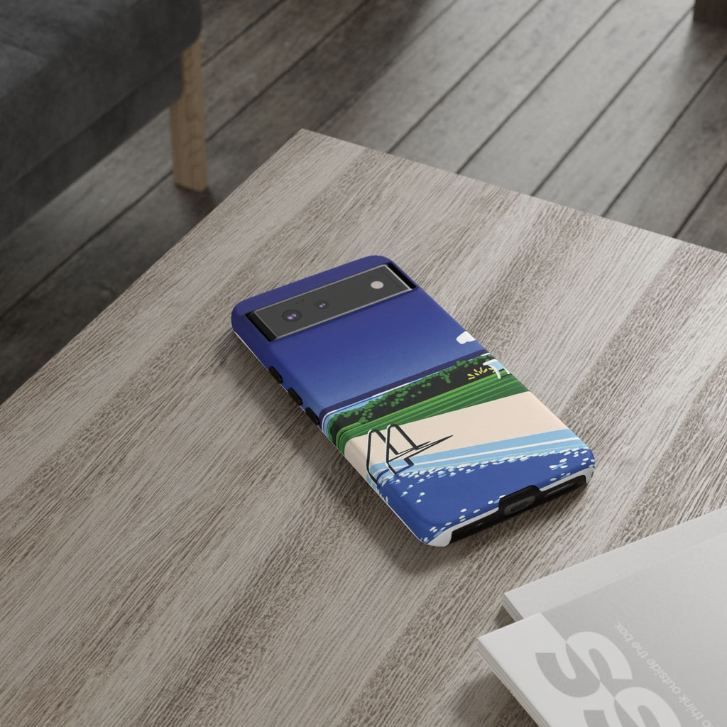 Poolside Phone Case — Bold Blue Summer Art Illustration