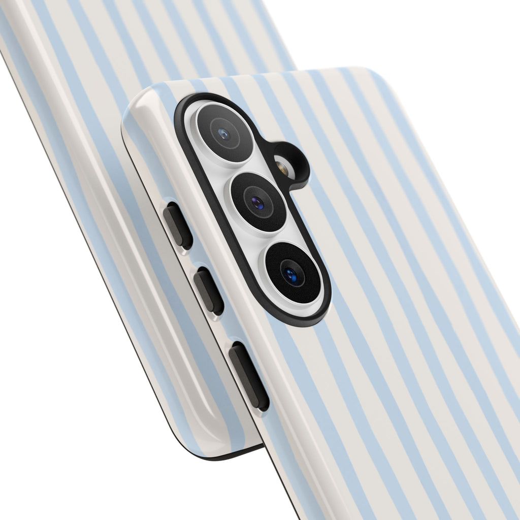 Baby Blue Stripe Phone Case — Soft Wavy Lines Cream Aesthetic