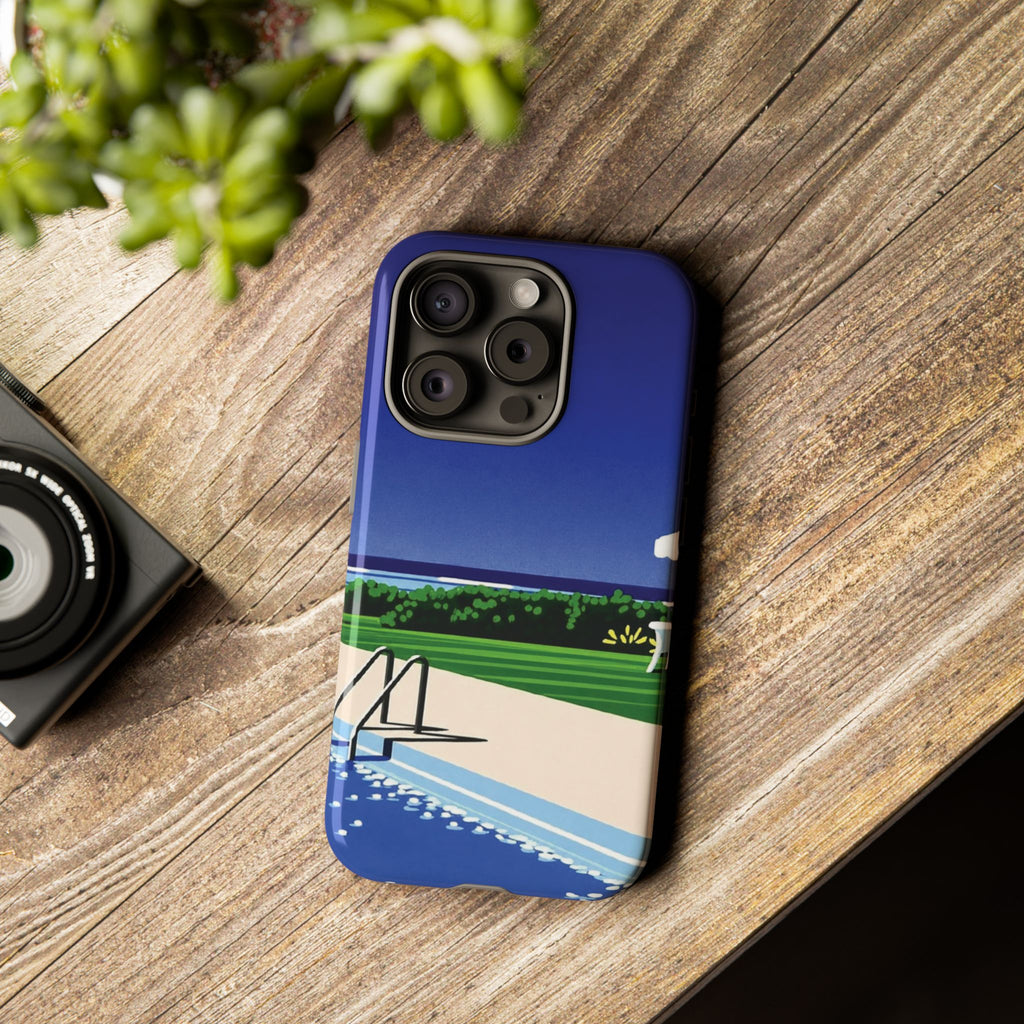 Poolside Phone Case — Bold Blue Summer Art Illustration