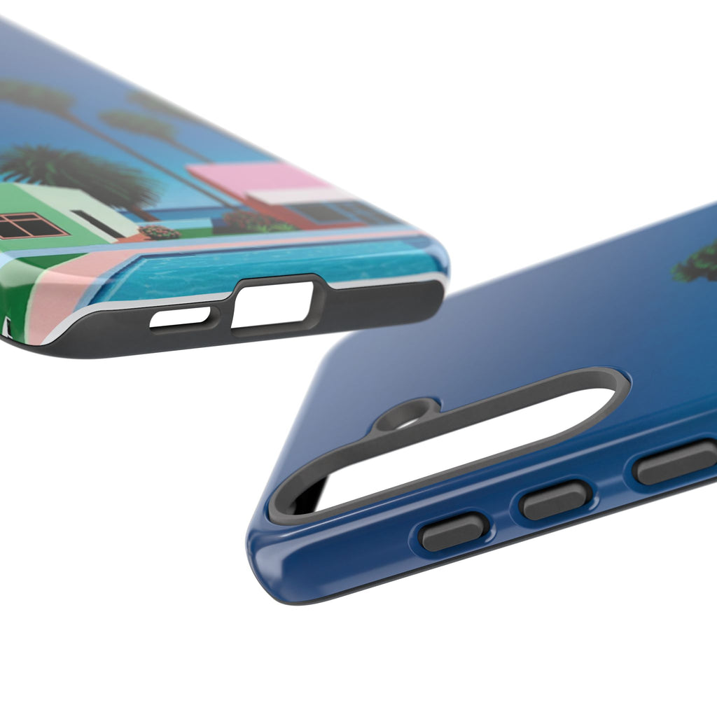 Beach House Phone Case — Pastel Palm Trees Cobalt Blue Sky