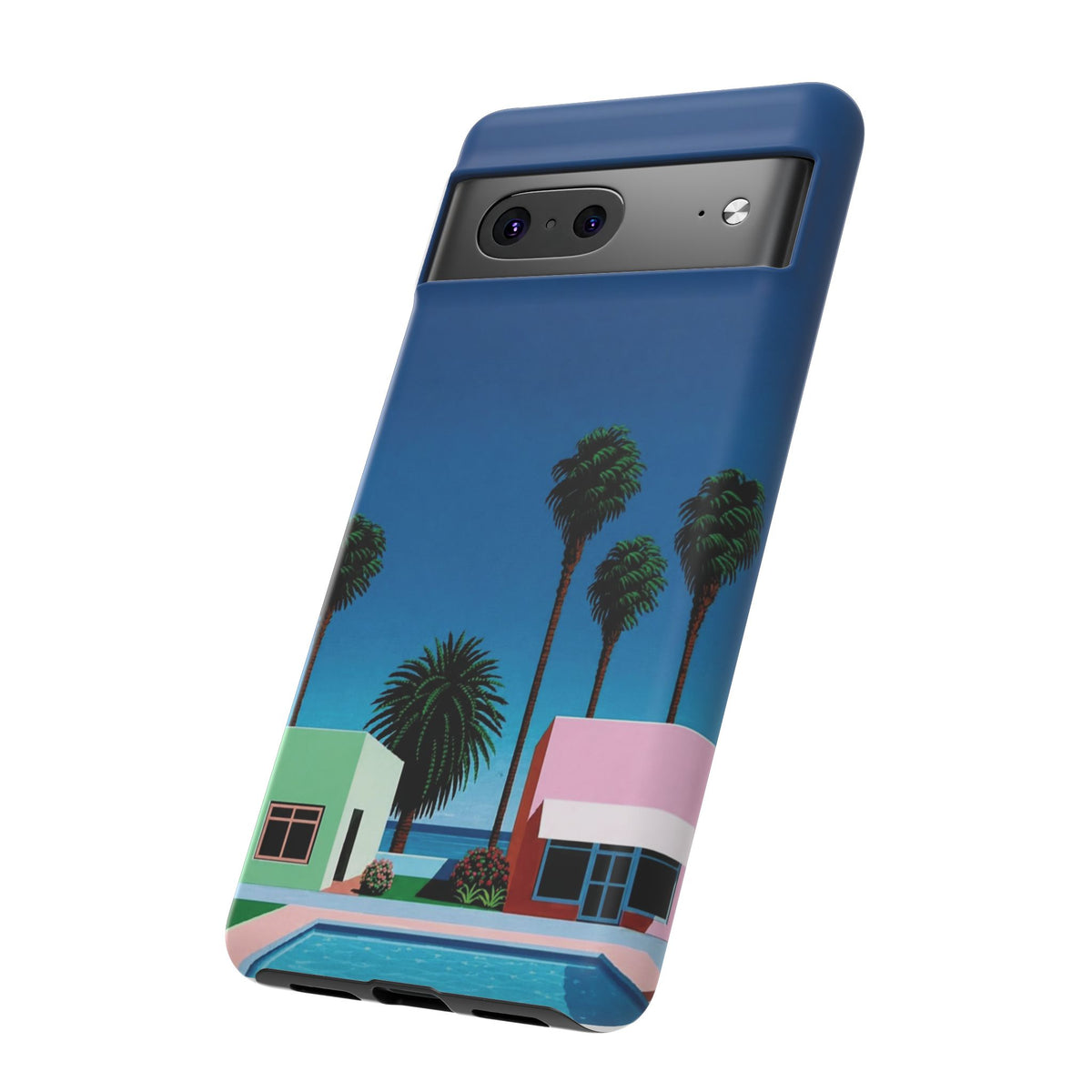 Beach House Phone Case — Pastel Palm Trees Cobalt Blue Sky