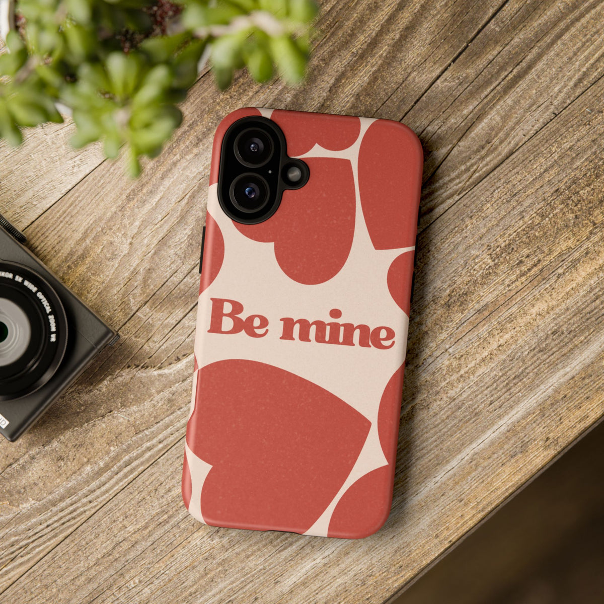 Be Mine Phone Case — Retro Hearts Terracotta Cream Romantic