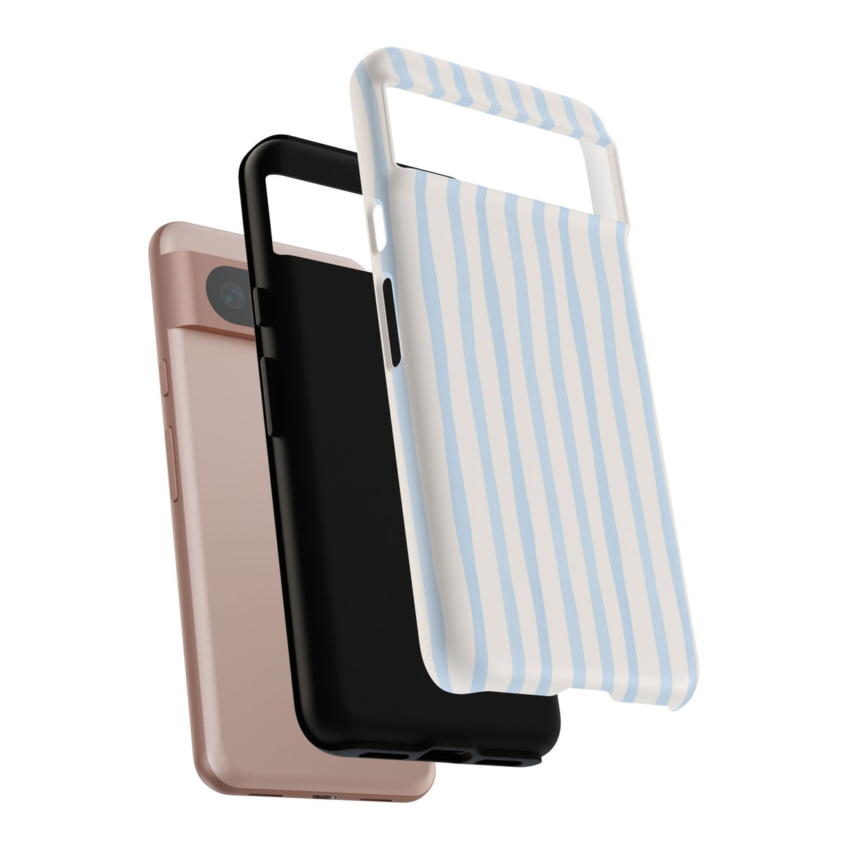 Baby Blue Stripe Phone Case — Soft Wavy Lines Cream Aesthetic