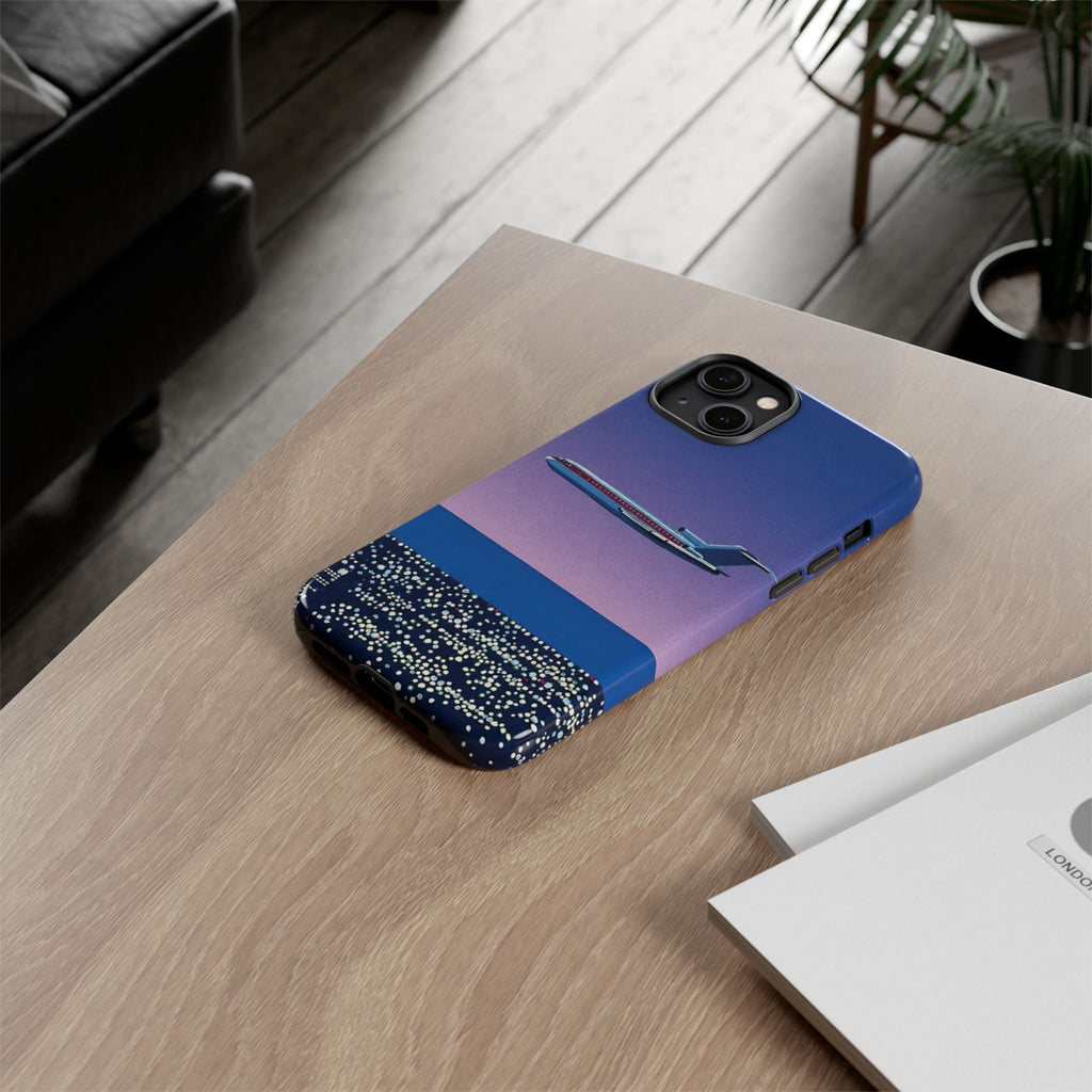 Retro Airplane Phone Case — Purple Night City Vintage Art