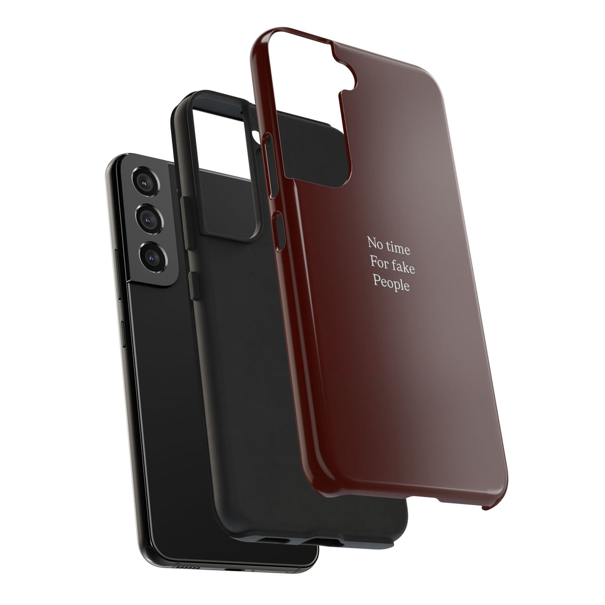 No Time For Fake People Phone Case — Deep Burgundy Minimal